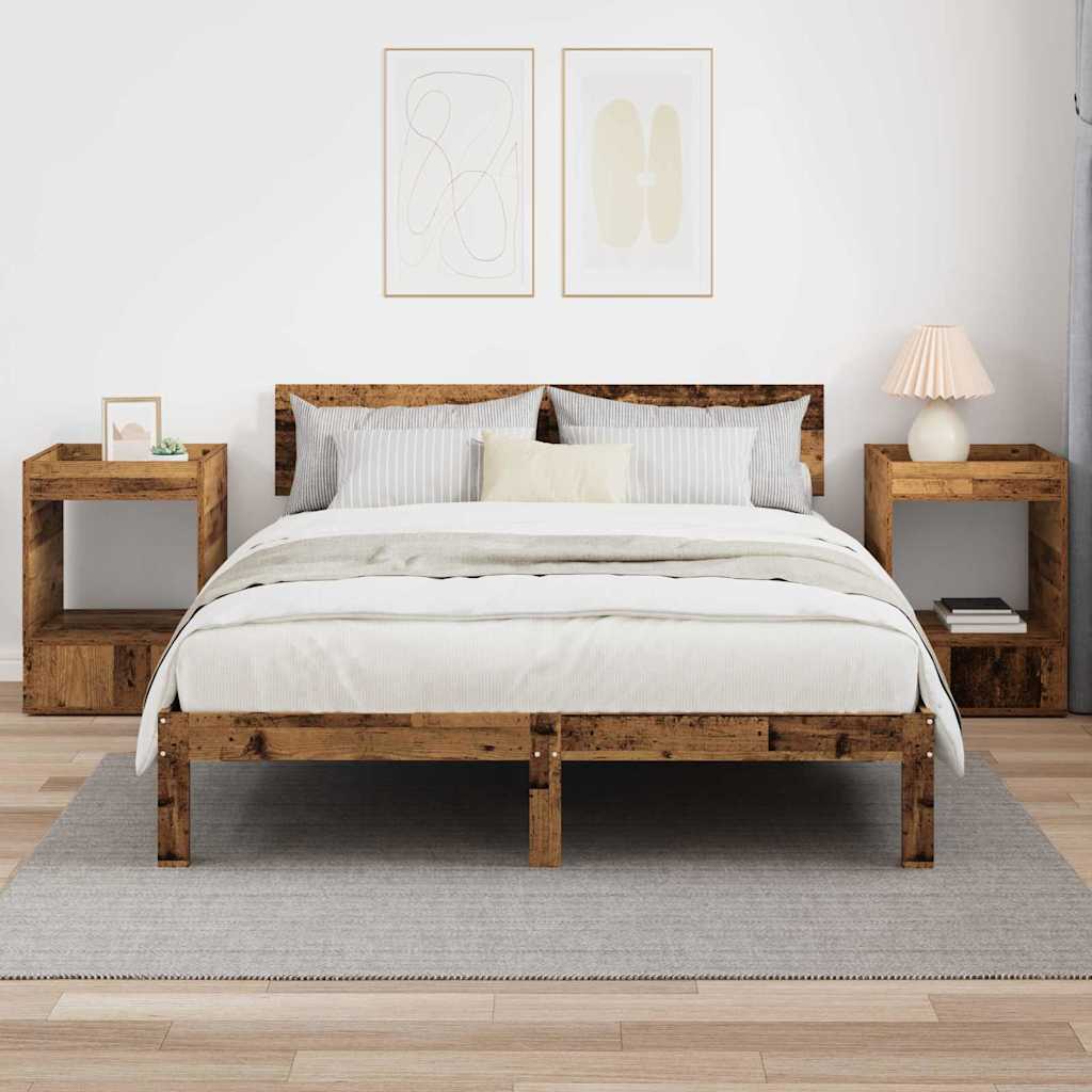 End Table 2 pcs Old Wood 40 x 40 x 56 cm Engineered Wood