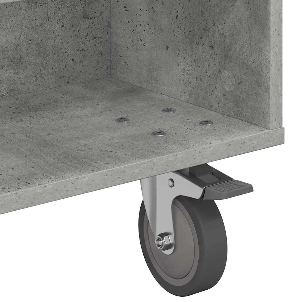 Side Table with Wheels Concrete Grey 90 x 50 x 30 cm