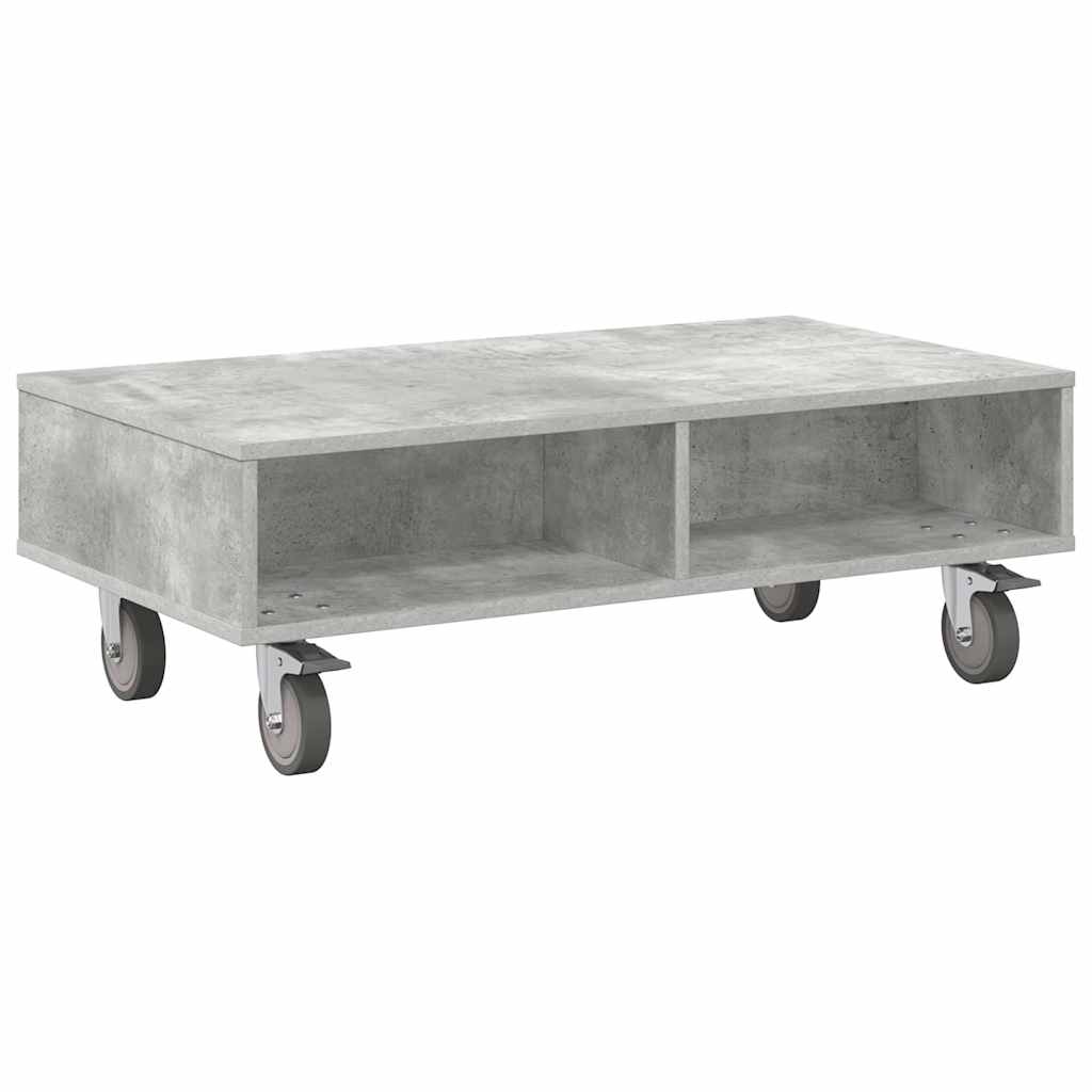 Side Table with Wheels Concrete Grey 90 x 50 x 30 cm