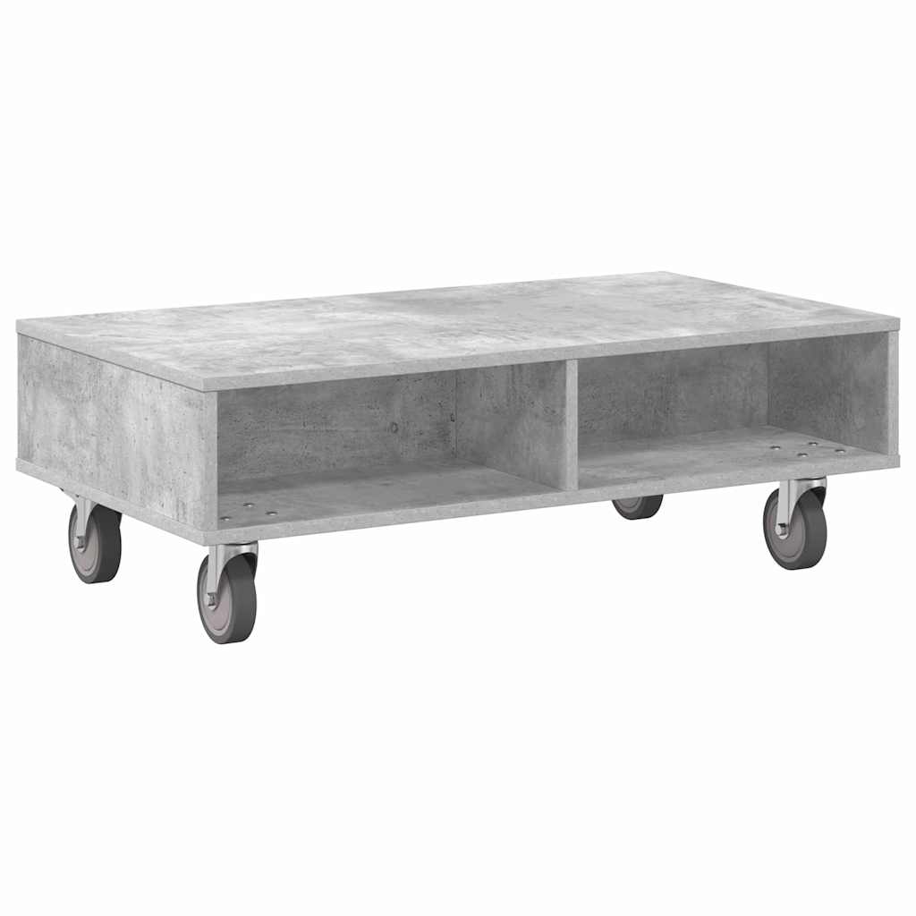 Side Table with Wheels Concrete Grey 90 x 50 x 30 cm