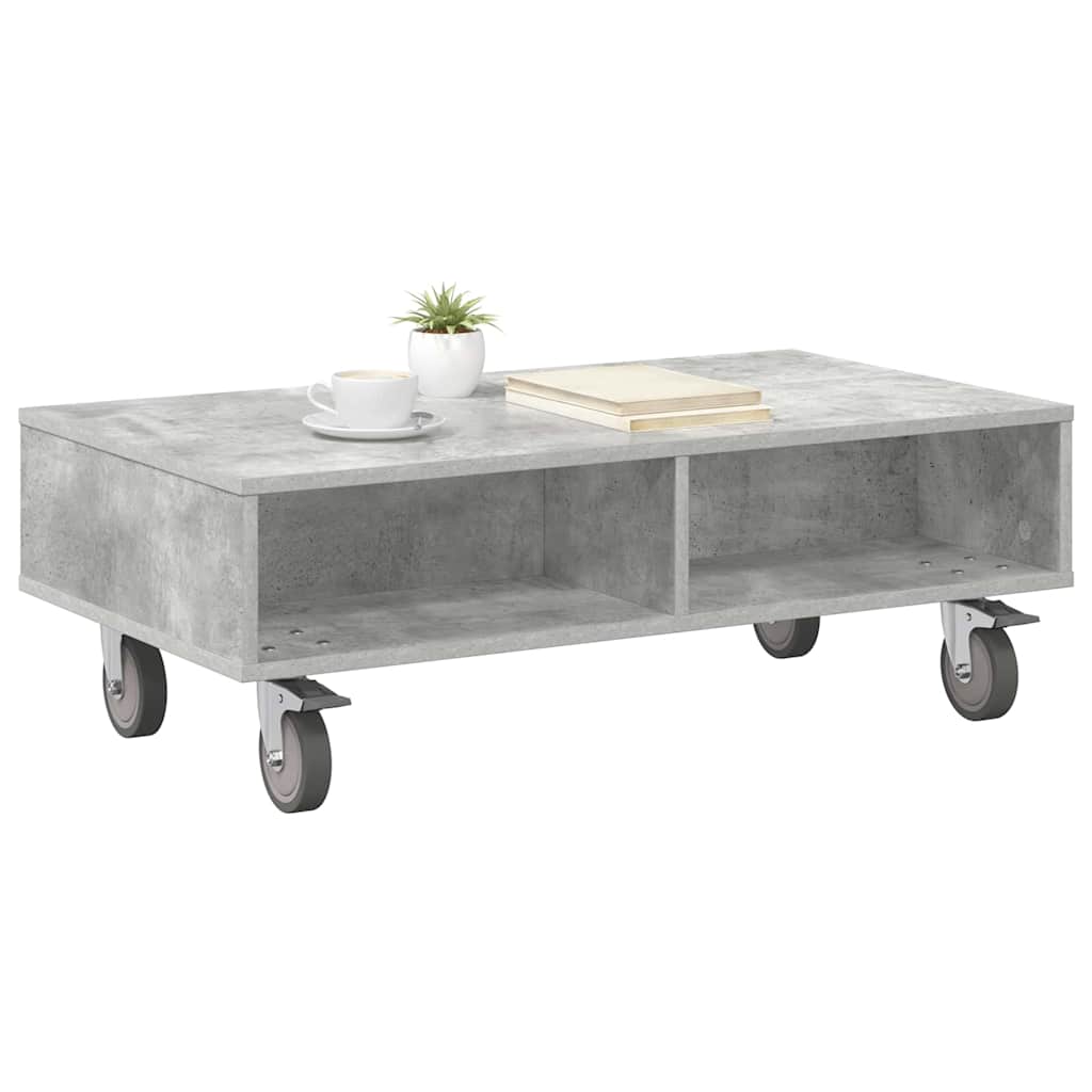 Side Table with Wheels Concrete Grey 90 x 50 x 30 cm