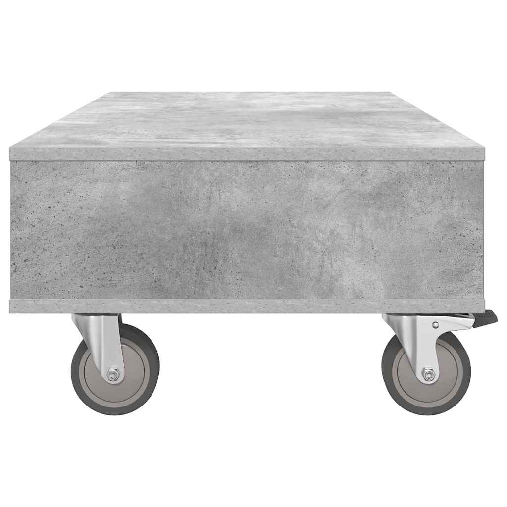 Side Table with Wheels Concrete Grey 90 x 50 x 30 cm