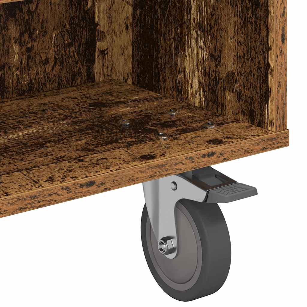 Side Table with Wheels Old Wood 90 x 50 x 30 cm Engineered Wood
