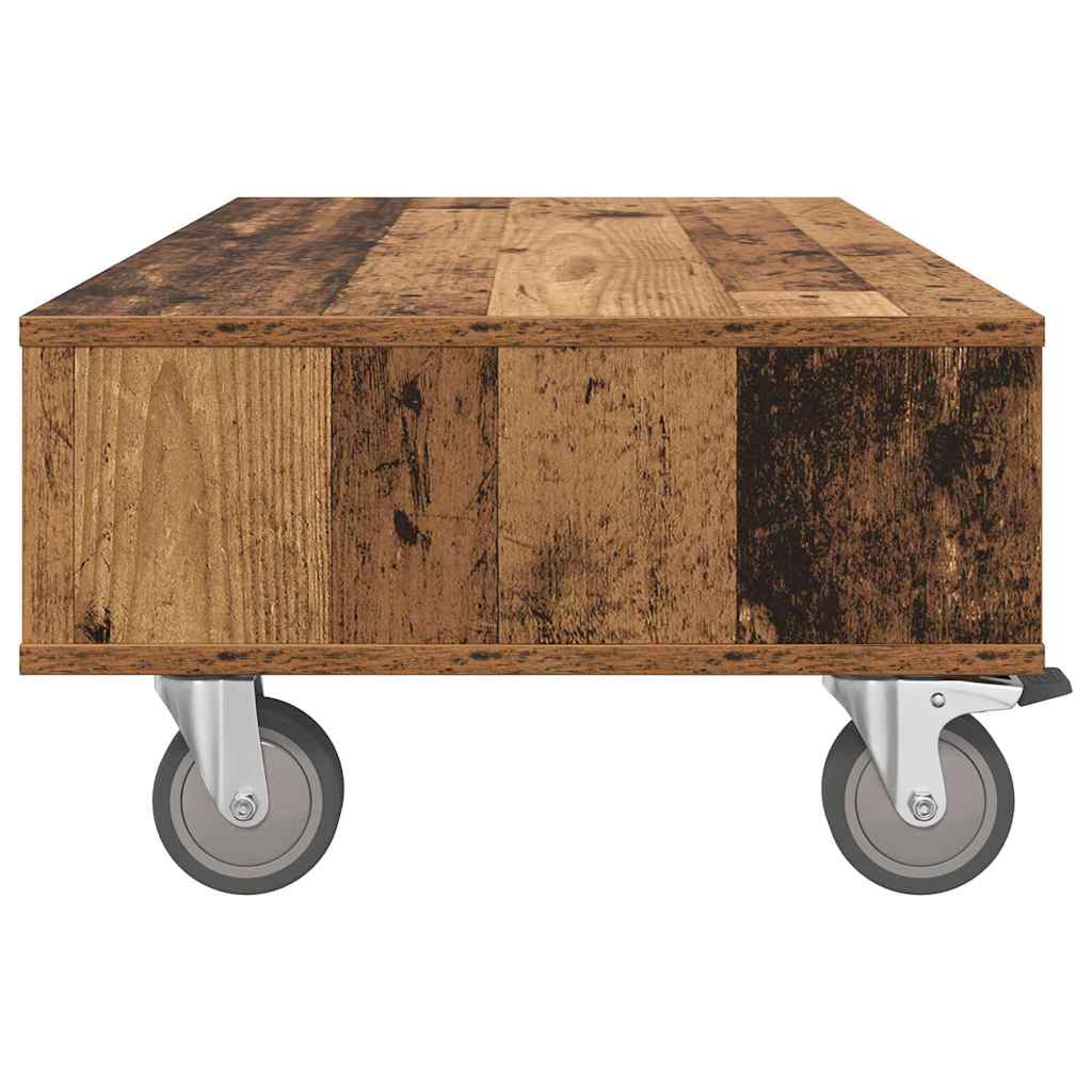 Side Table with Wheels Old Wood 90 x 50 x 30 cm Engineered Wood