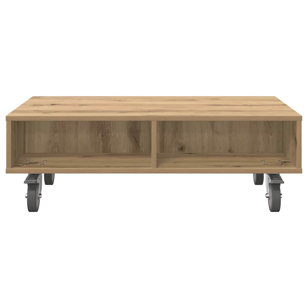 Side Table with Wheels Artisan Oak 90 x 50 x 30 cm