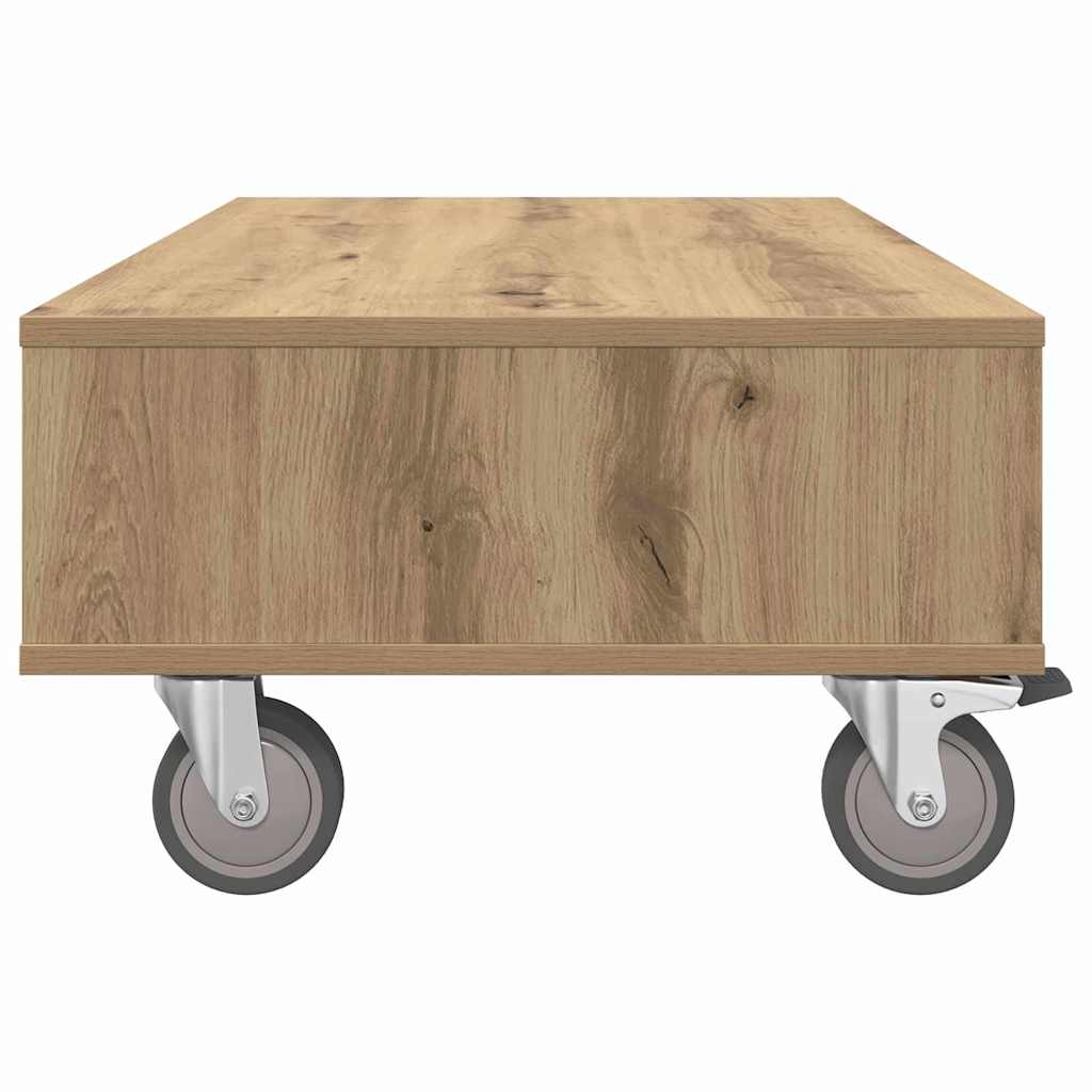Side Table with Wheels Artisan Oak 90 x 50 x 30 cm