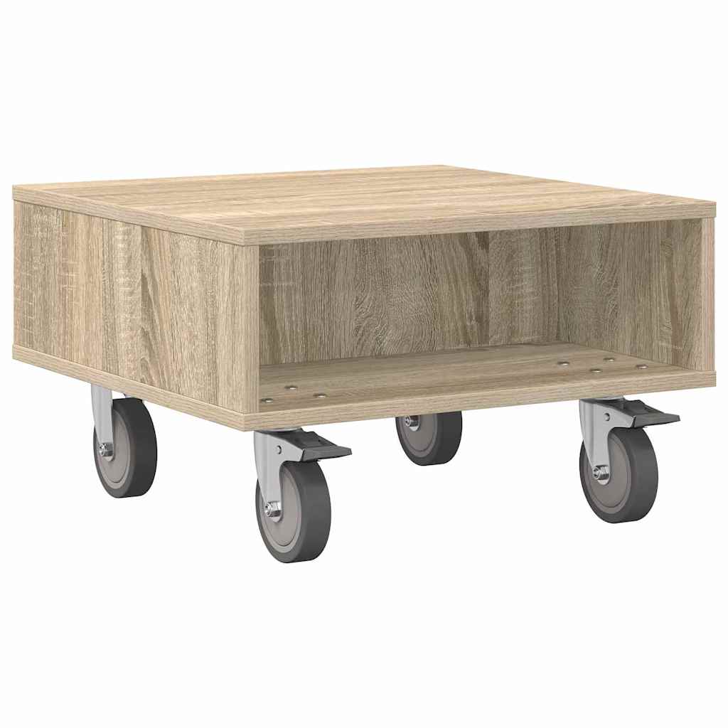 Side Table with Wheels Sonoma Oak 50.5 x 50 x 30 cm