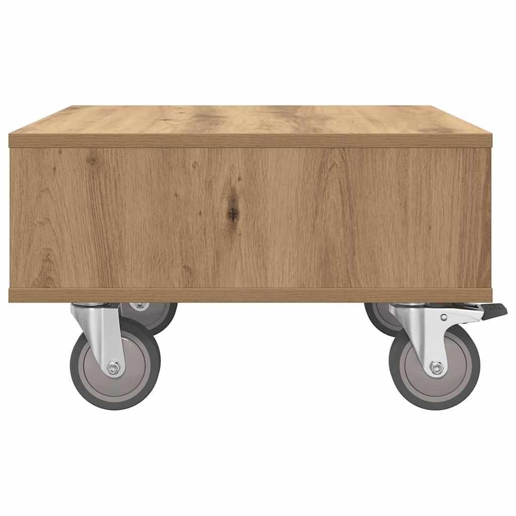 Side Table with Wheels Artisan Oak 50.5 x 50 x 30 cm