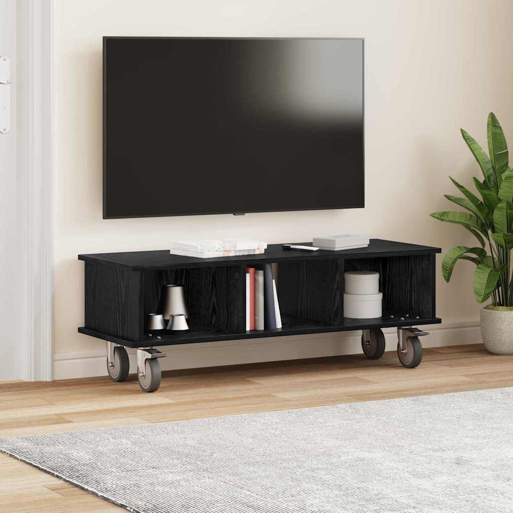 TV Stand Black Oak 100 x 35 x 35 cm Engineered Wood