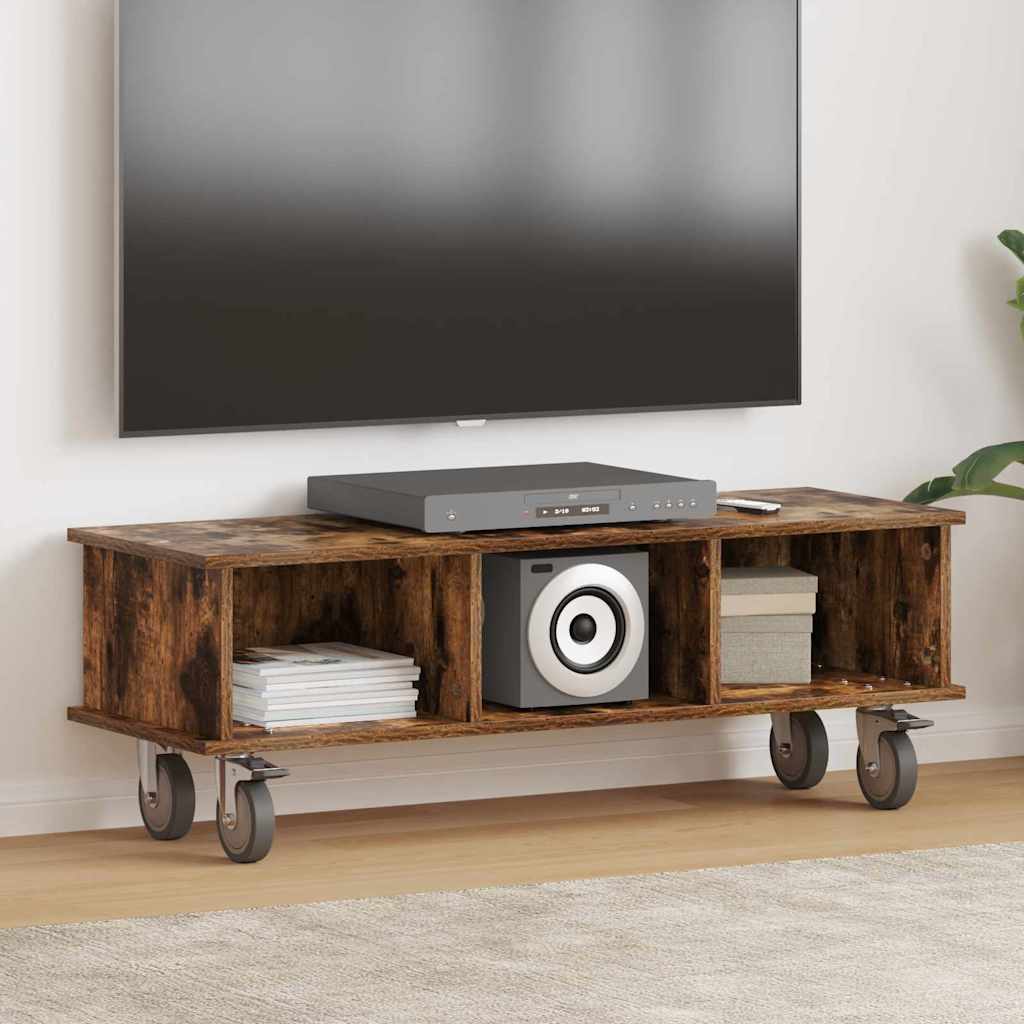 TV Stand Smoked Oak 100 x 35 x 35 cm Engineered Wood