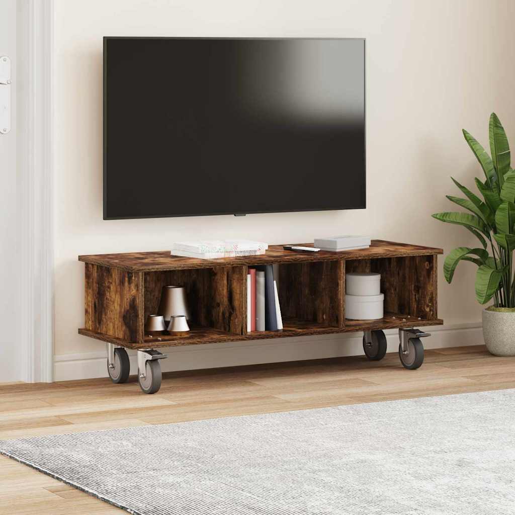TV Stand Smoked Oak 100 x 35 x 35 cm Engineered Wood