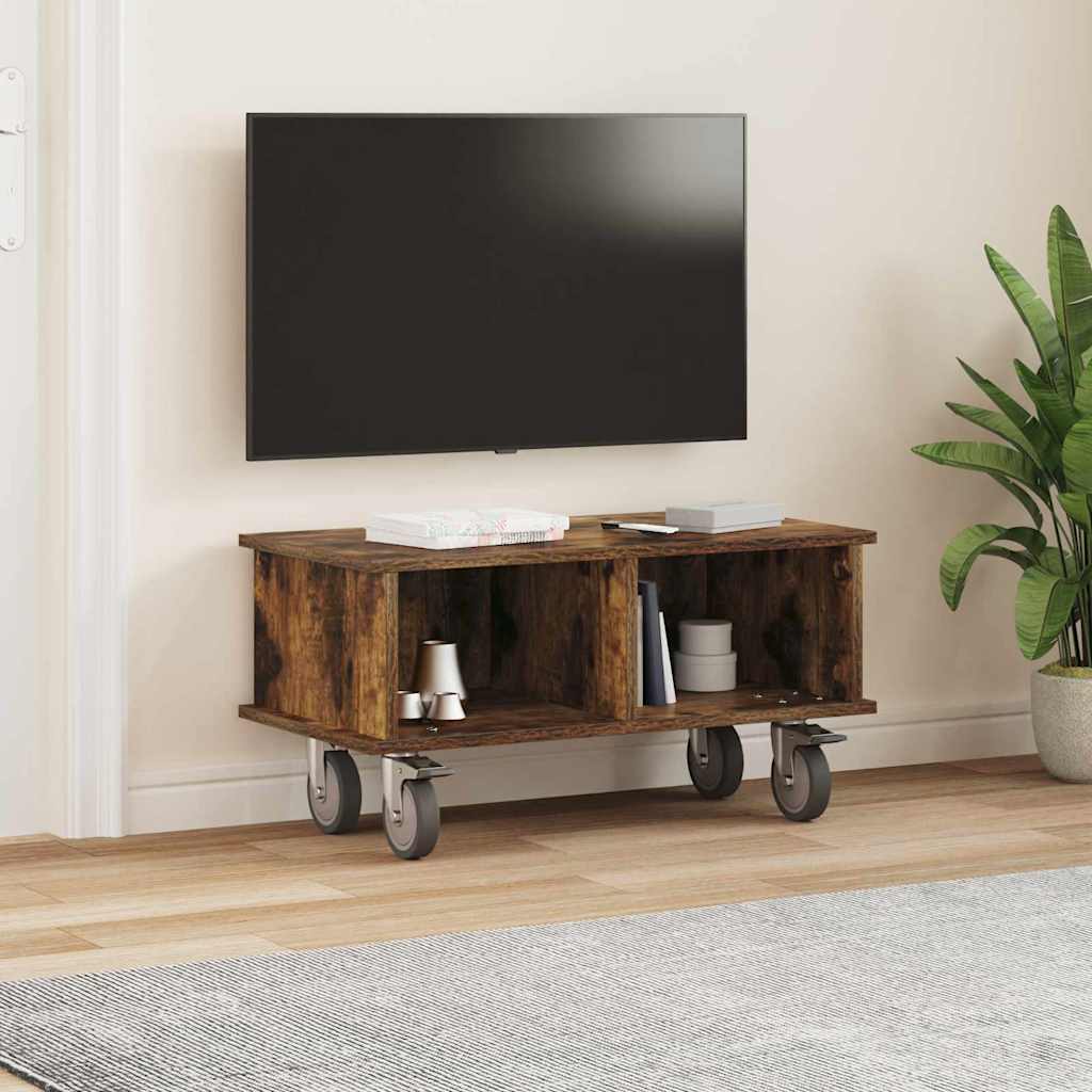 TV Stand Smoked Oak 68.5 x 35 x 35 cm Engineered Wood