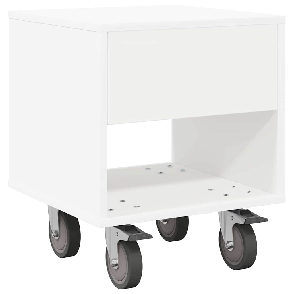 Bedside Table White 40.5 x 40 x 48 cm Engineered Wood