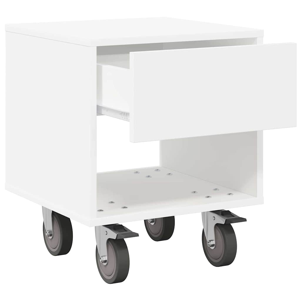 Bedside Table White 40.5 x 40 x 48 cm Engineered Wood