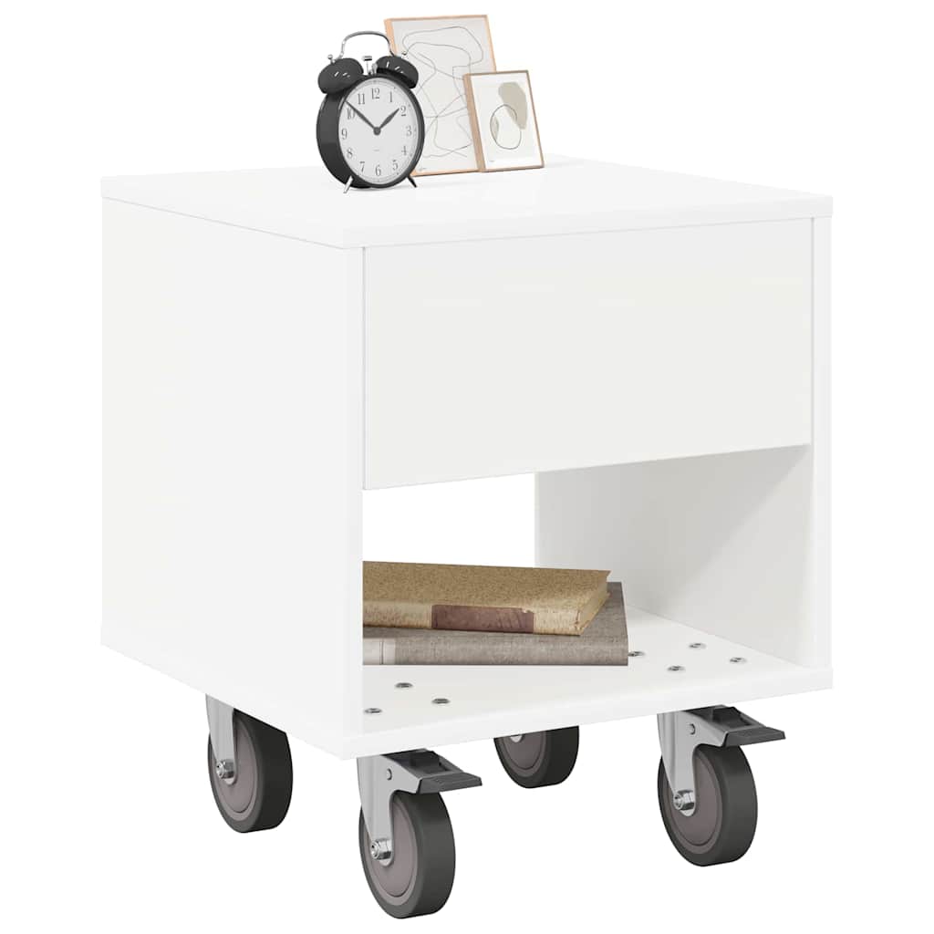 Bedside Table White 40.5 x 40 x 48 cm Engineered Wood