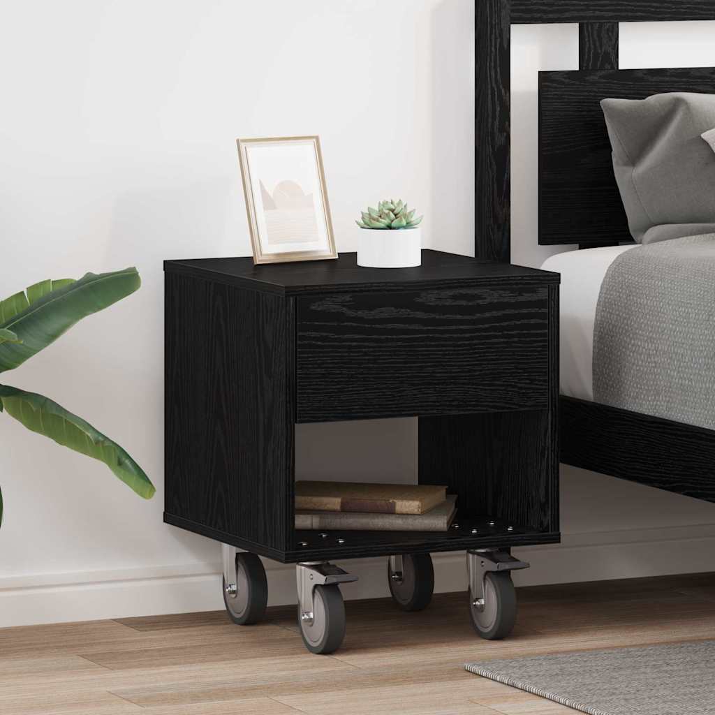Bedside Table 2 pcs Black Oak 40.5 x 40 x 48 cm Engineered Wood