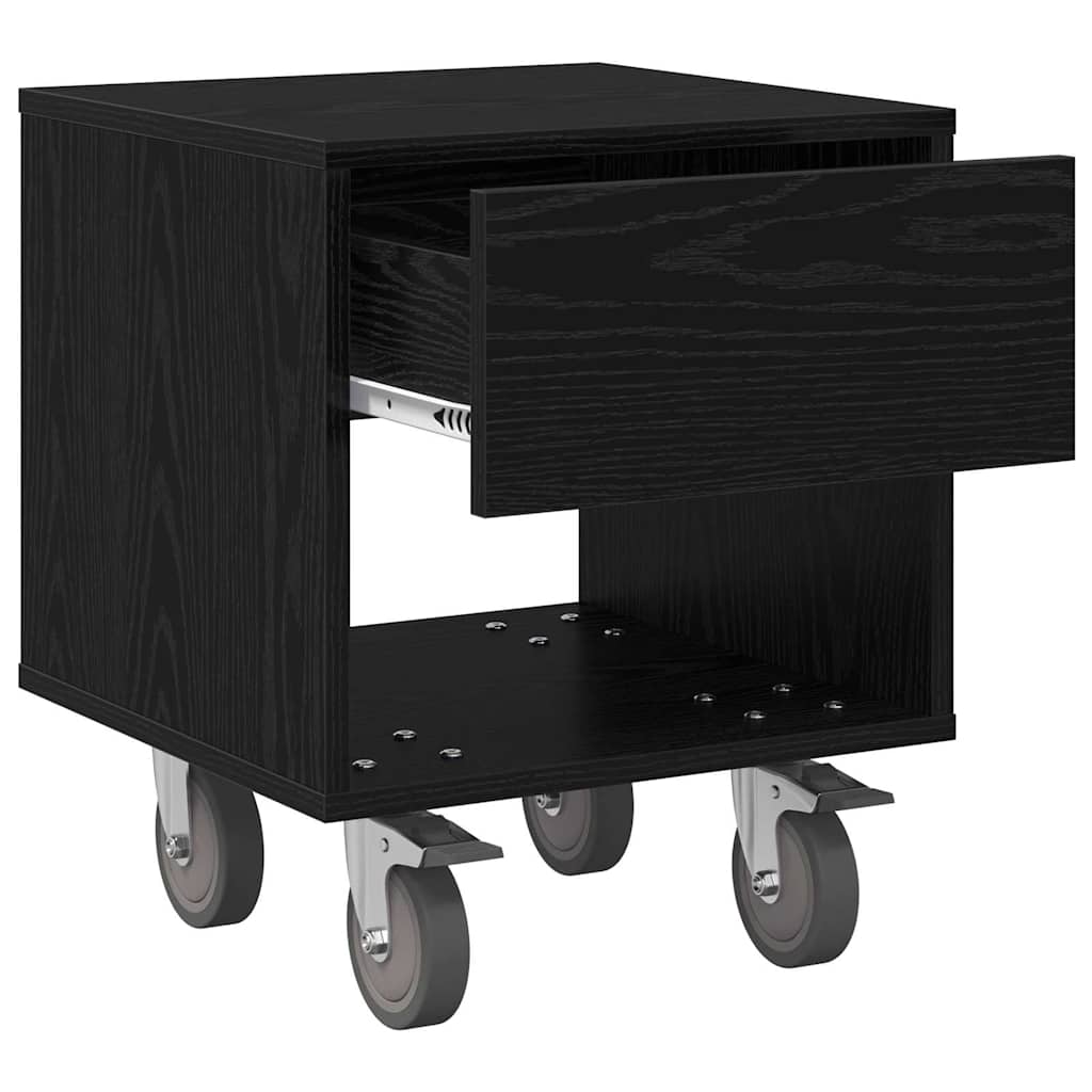 Bedside Table 2 pcs Black Oak 40.5 x 40 x 48 cm Engineered Wood