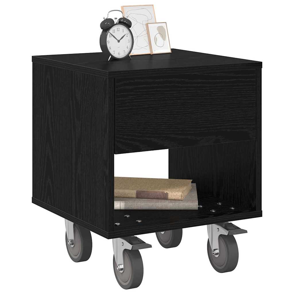 Bedside Table 2 pcs Black Oak 40.5 x 40 x 48 cm Engineered Wood