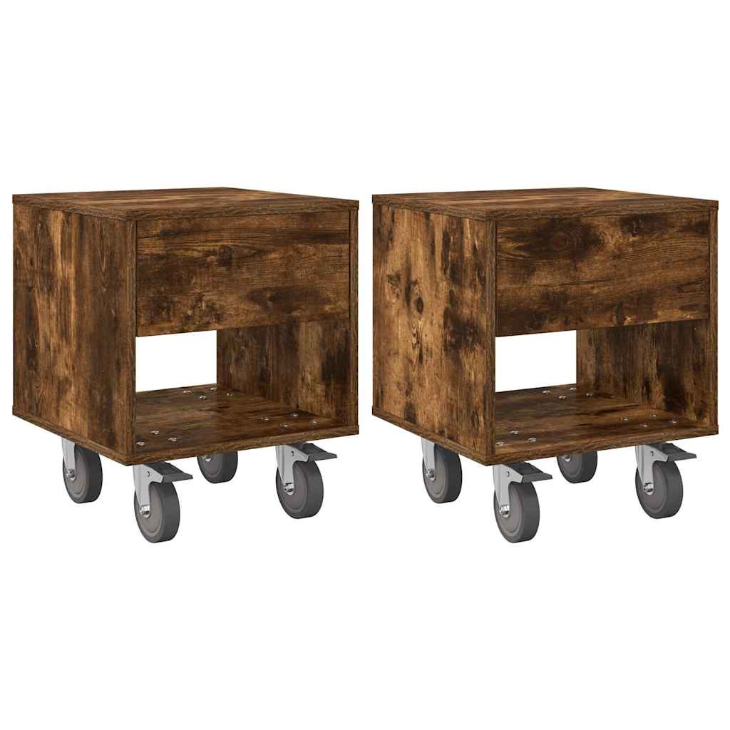Bedside Table 2 pcs Smoked Oak 40.5 x 40 x 48 cm