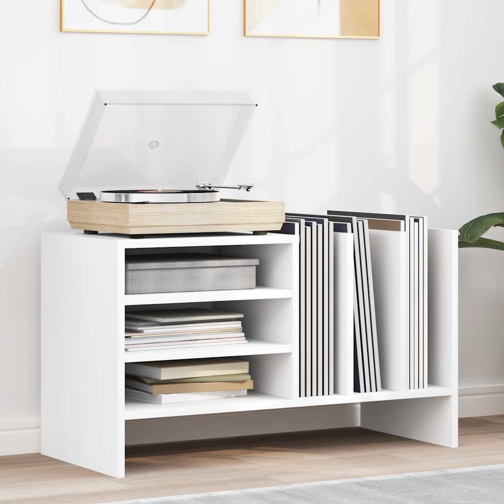 Record Cabinet White 78.5 x 35 x 45 cm Engineered Wood