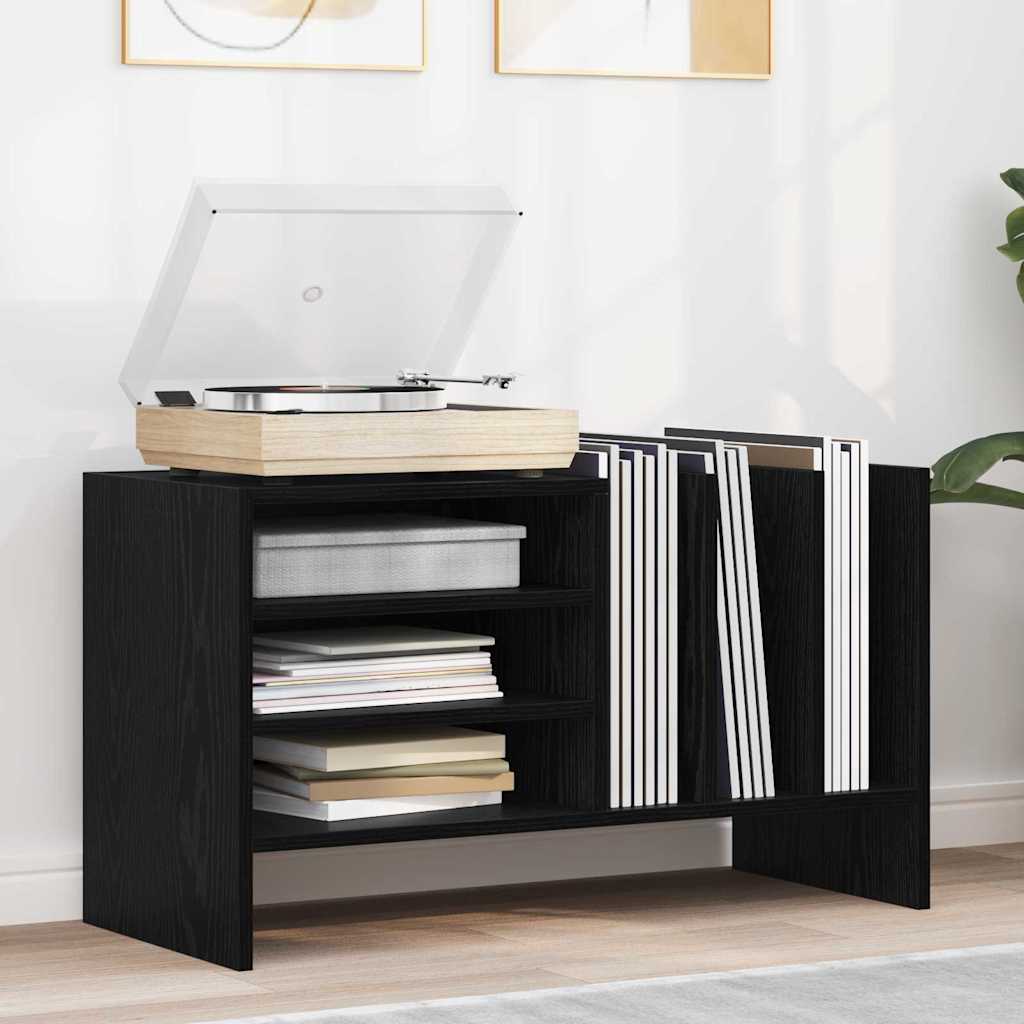 Record Cabinet Black Oak 78.5 x 35 x 45 cm Engineered Wood