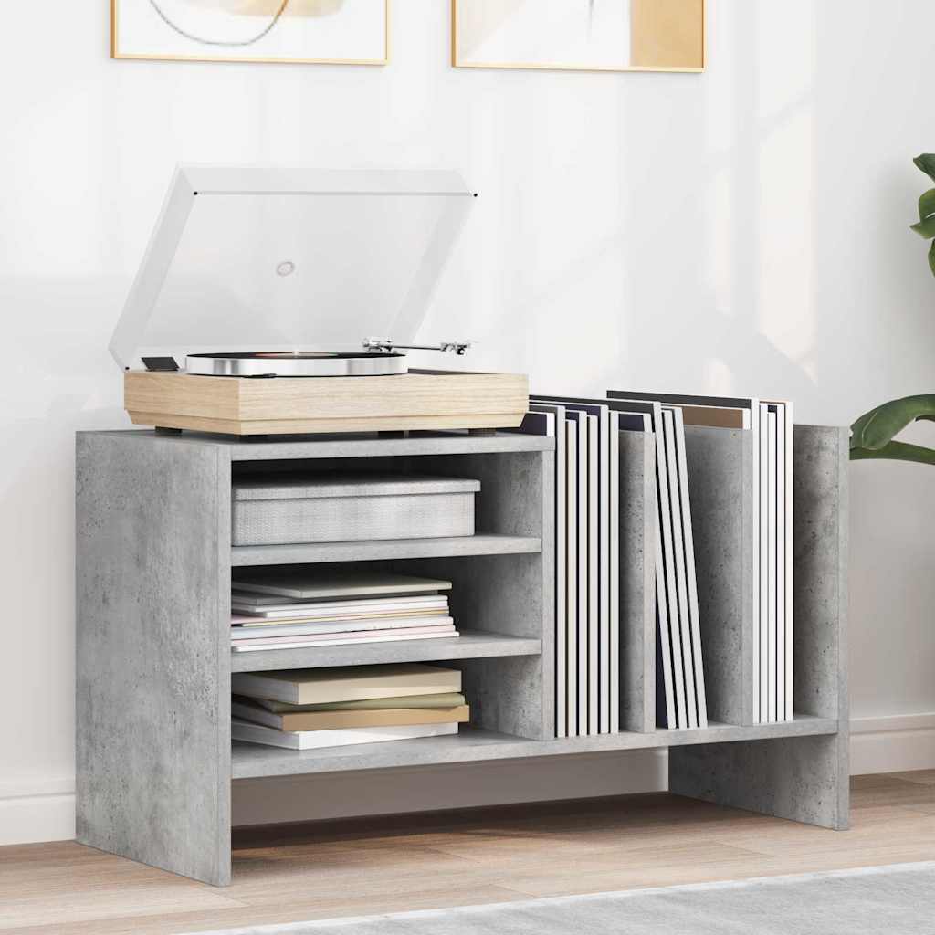 Record Cabinet Concrete Grey 78.5 x 35 x 45 cm Engineered Wood