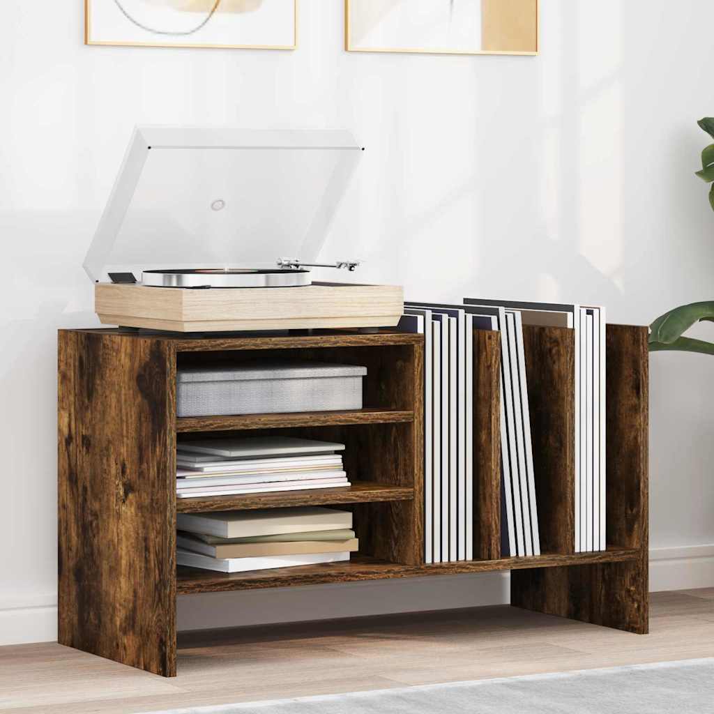 Record Cabinet Smoked Oak 78.5 x 35 x 45 cm Engineered Wood