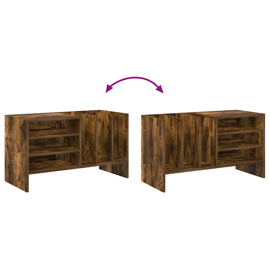 Record Cabinet Smoked Oak 78.5 x 35 x 45 cm Engineered Wood