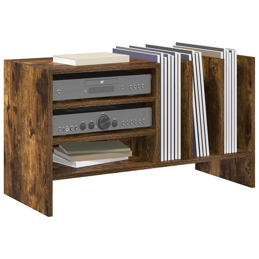 Record Cabinet Smoked Oak 78.5 x 35 x 45 cm Engineered Wood