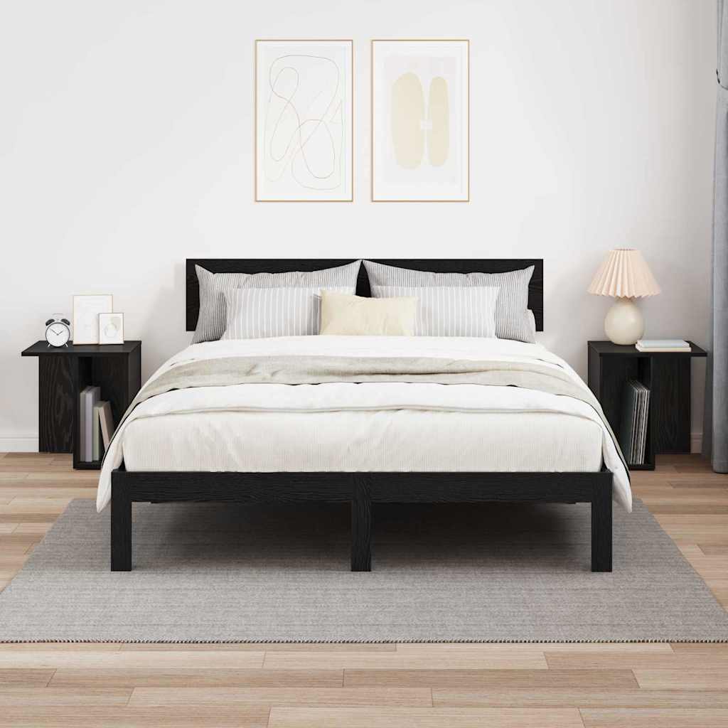 End Table 2 pcs Black Oak 37 x 32 x 40 cm Engineered Wood