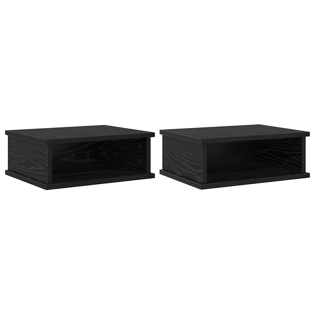 Bedside Table 2 pcs Black Oak 40 x 31 x 15 cm Engineered Wood