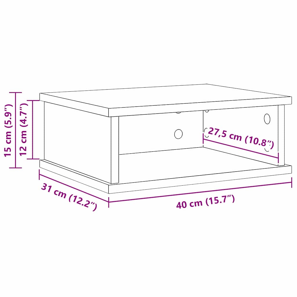 Bedside Table Artisan Oak 40 x 31 x 15 cm Engineered Wood