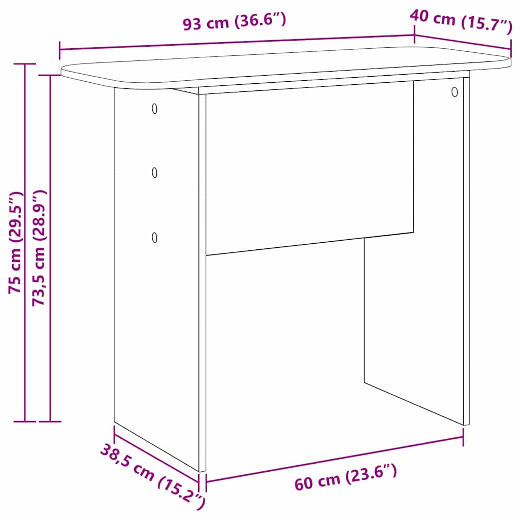 Console Table Black 93 x 40 x 75 cm Engineered Wood