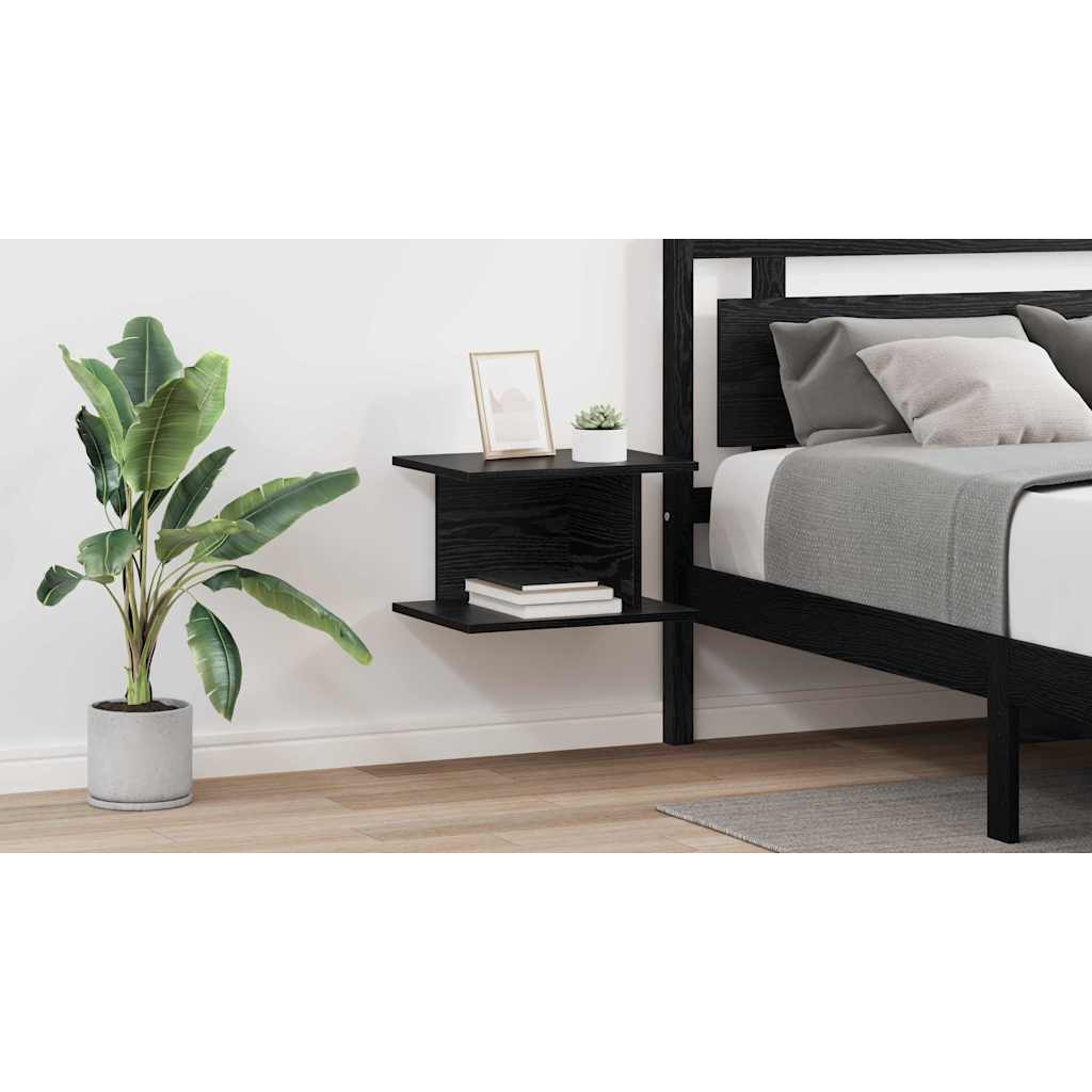 Bedside Table 2 pcs Black Oak 40 x 30 x 25 cm Engineered Wood