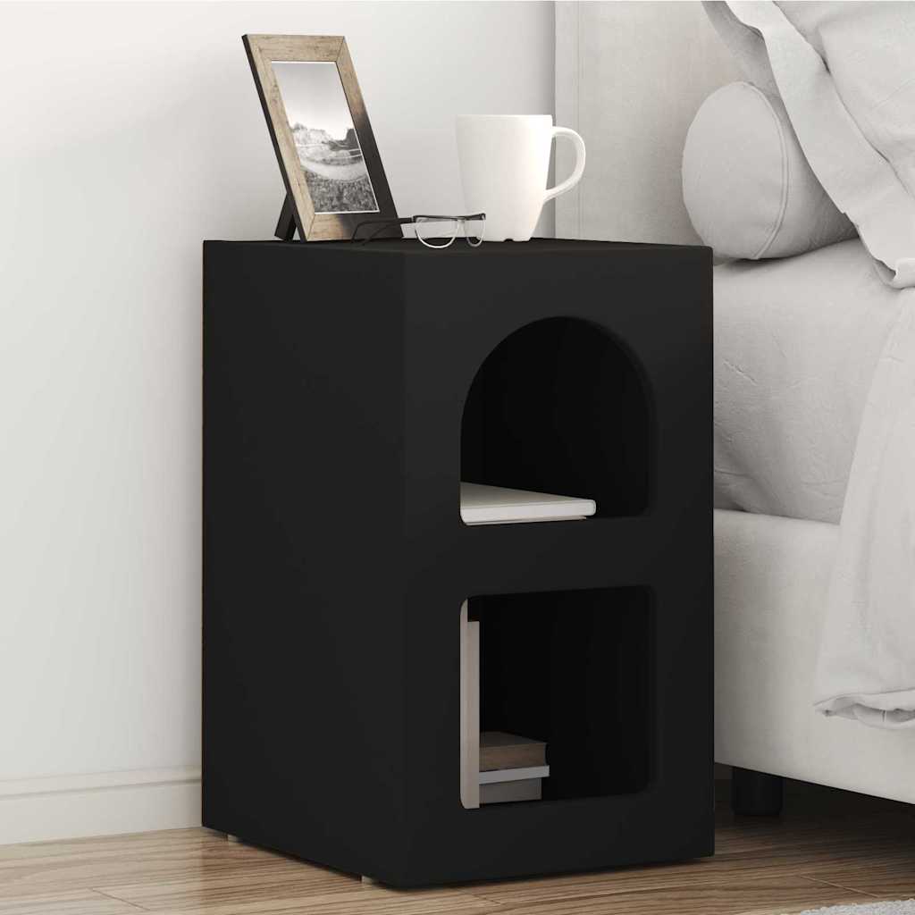 Bedside Table ELST Black 29.5 x 33.5 x 50 cm Engineered Wood