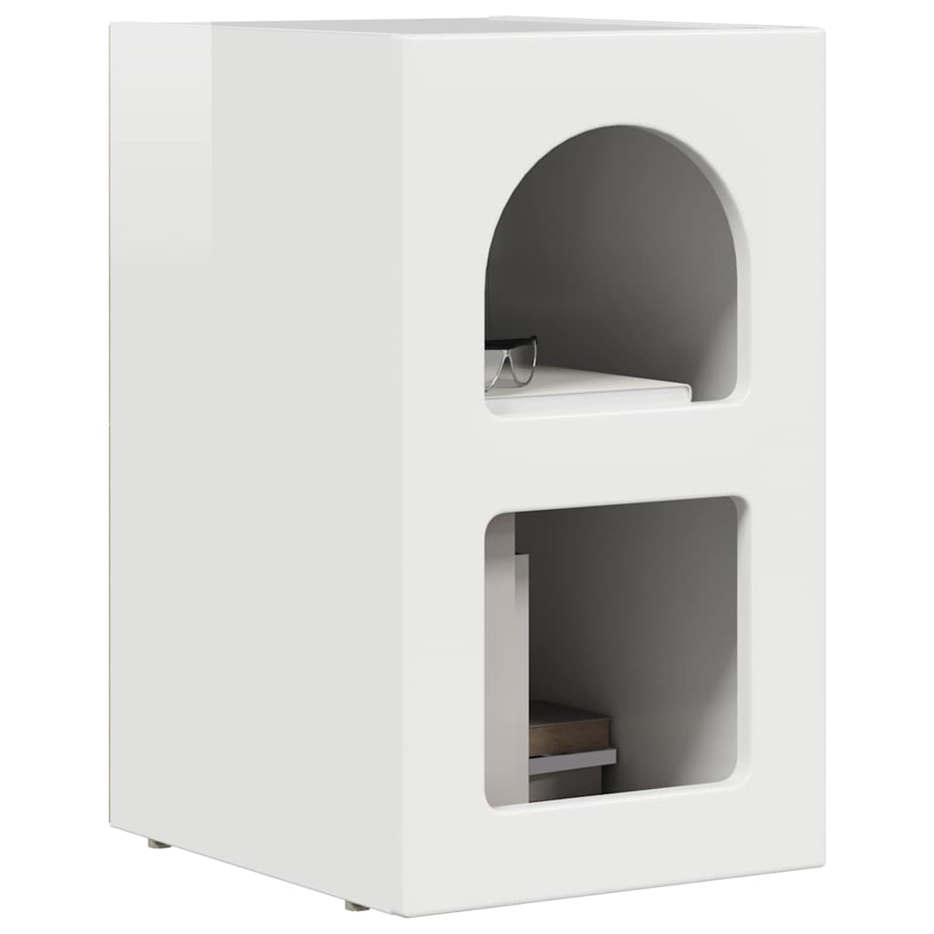 Bedside Table ELST High Gloss White 29.5 x 33.5 x 50 cm