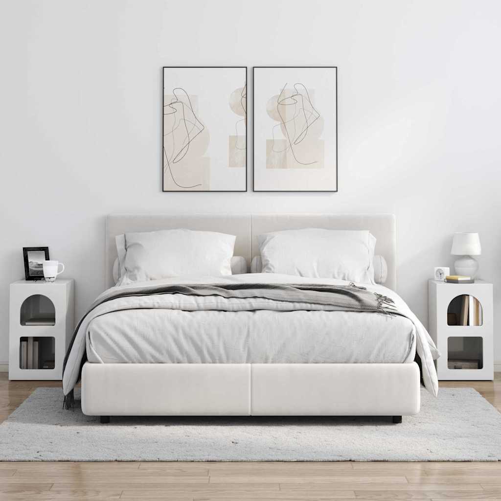 Bedside Table 2 pcs High Gloss White 29.5 x 33.5 x 50 cm