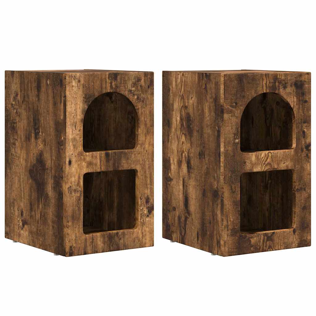 Bedside Table 2 pcs Smoked Oak 29.5 x 33.5 x 50 cm