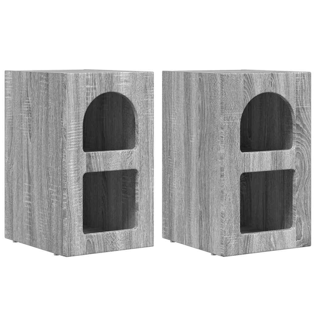 Bedside Table ELST 2 pcs Grey Sonoma 29.5 x 33.5 x 50 cm