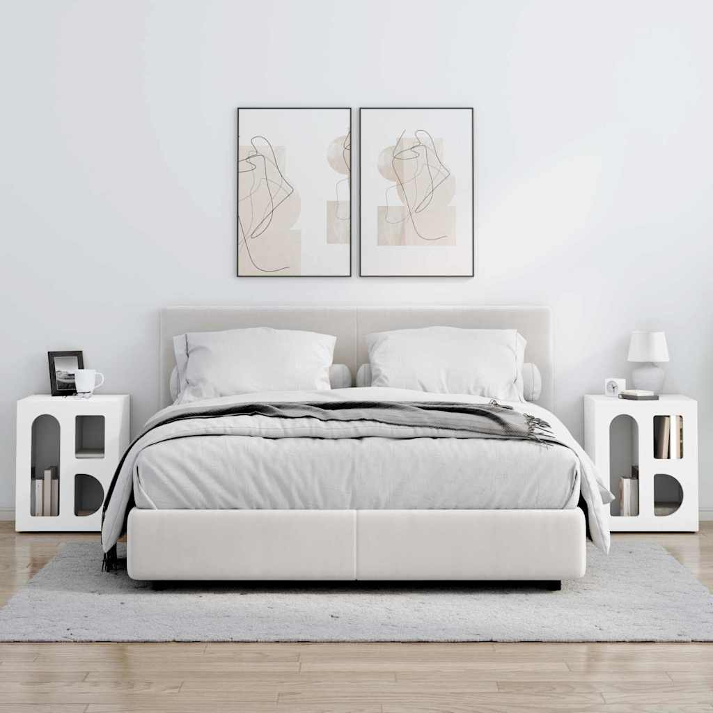 Bedside Table 2 pcs White 40 x 35 x 50 cm Engineered Wood
