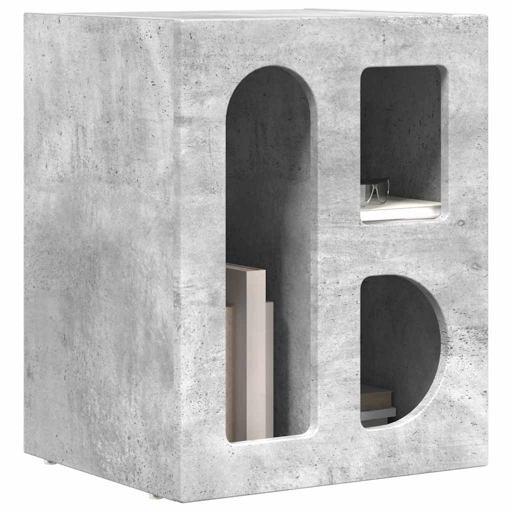 Bedside Table ELST Concrete Grey 40 x 35 x 50 cm