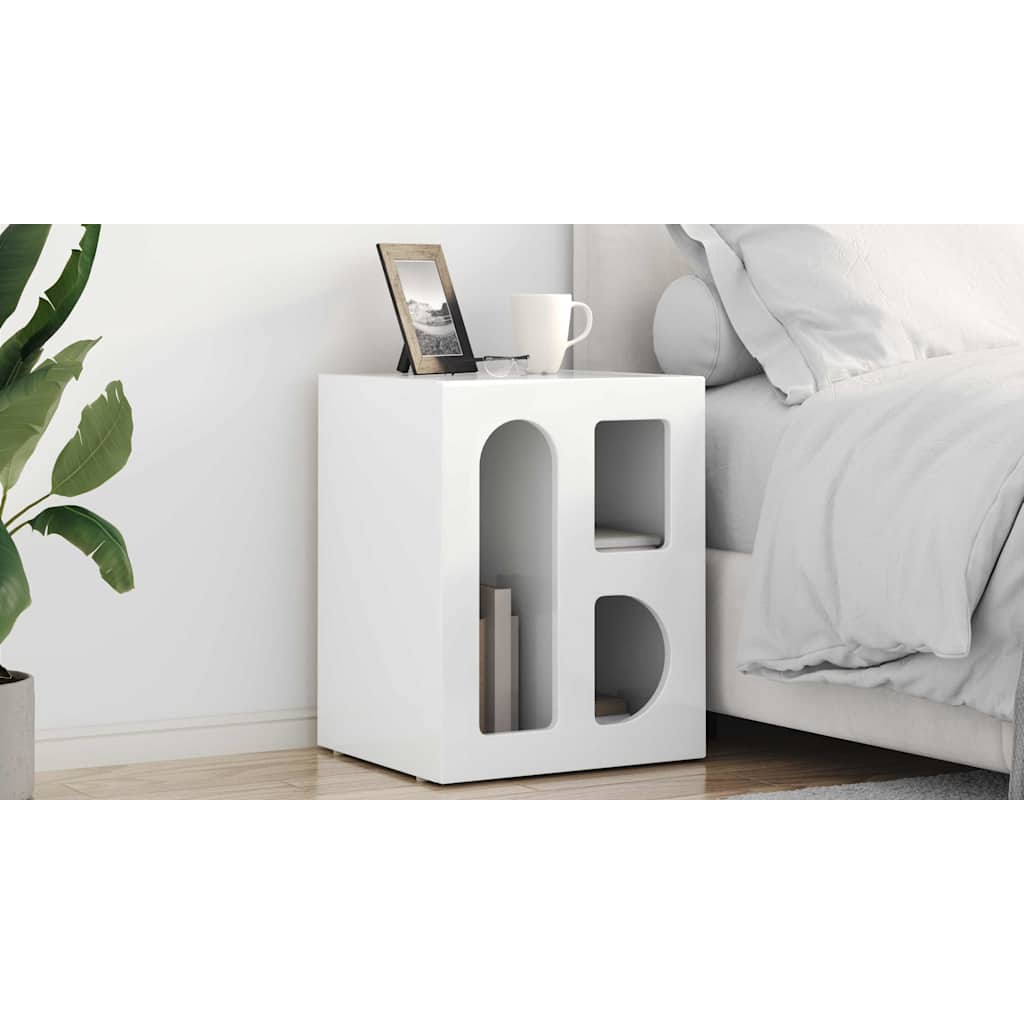 Bedside Table ELST High Gloss White 40 x 35 x 50 cm