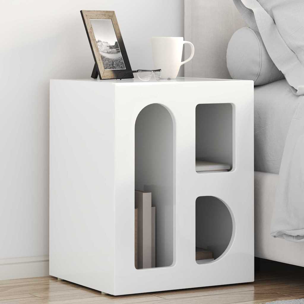 Bedside Table High Gloss White 40 x 35 x 50 cm Engineered Wood