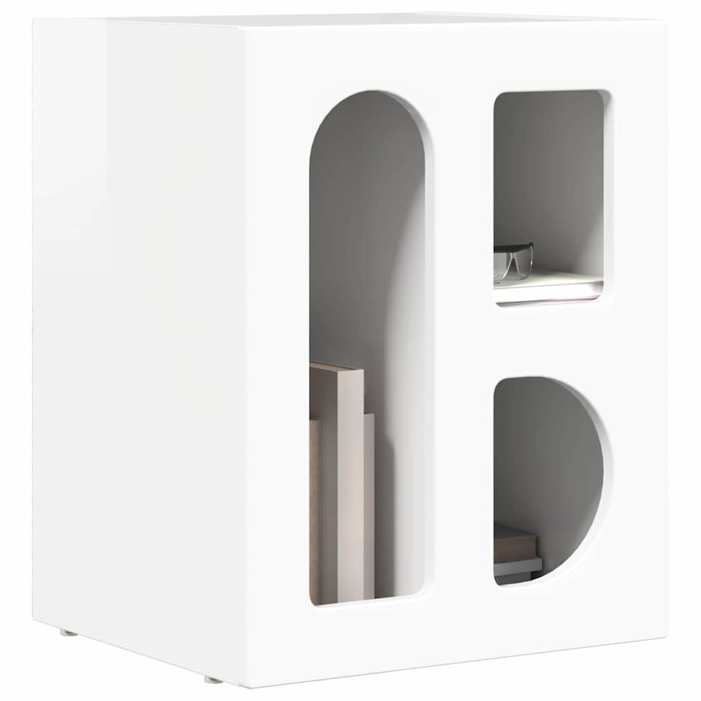 Bedside Table ELST High Gloss White 40 x 35 x 50 cm