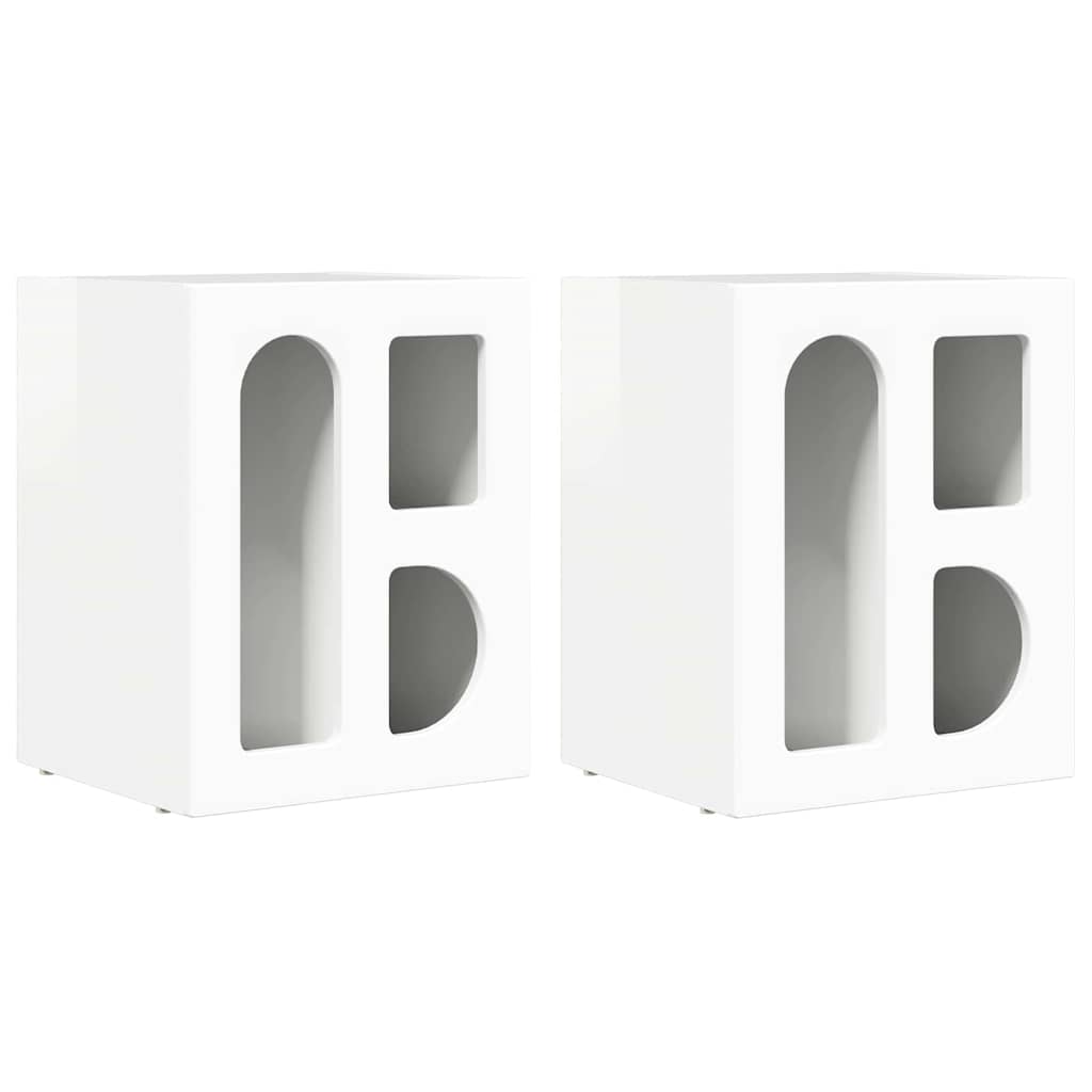 Bedside Table ELST 2 pcs High Gloss White 40 x 35 x 50 cm