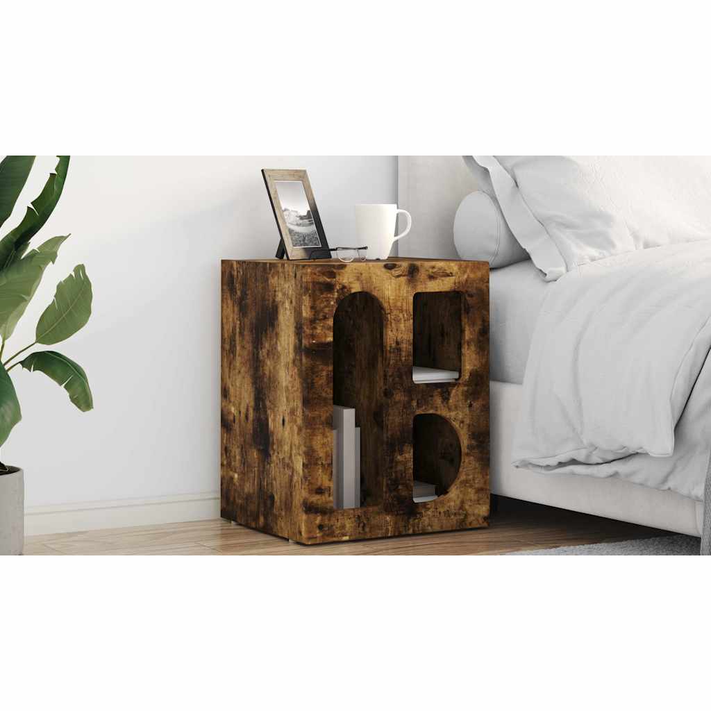 Bedside Table ELST Smoked Oak 40 x 35 x 50 cm Engineered Wood