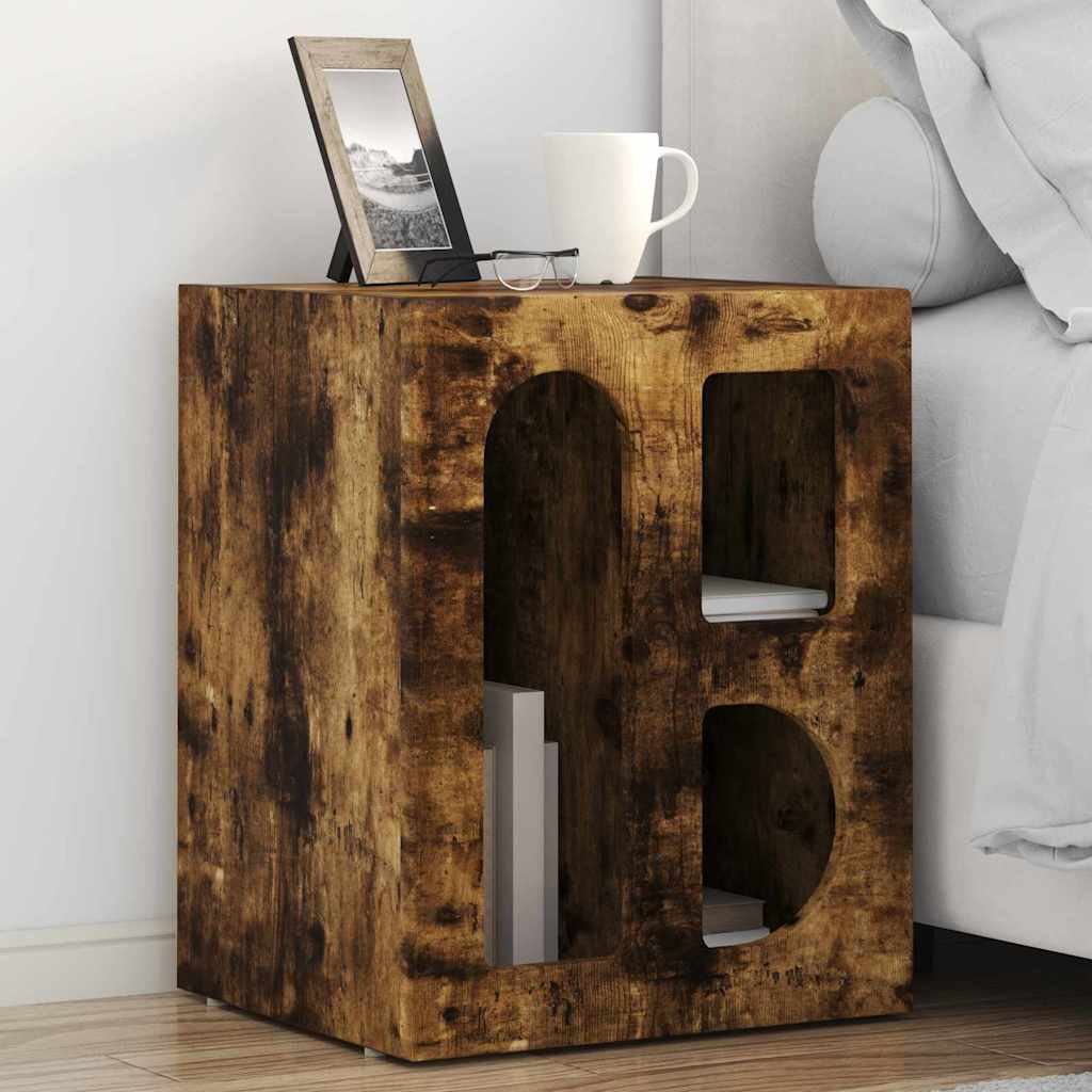Bedside Table ELST Smoked Oak 40 x 35 x 50 cm Engineered Wood