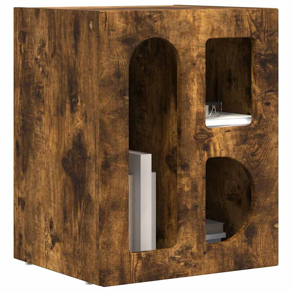 Bedside Table ELST Smoked Oak 40 x 35 x 50 cm Engineered Wood