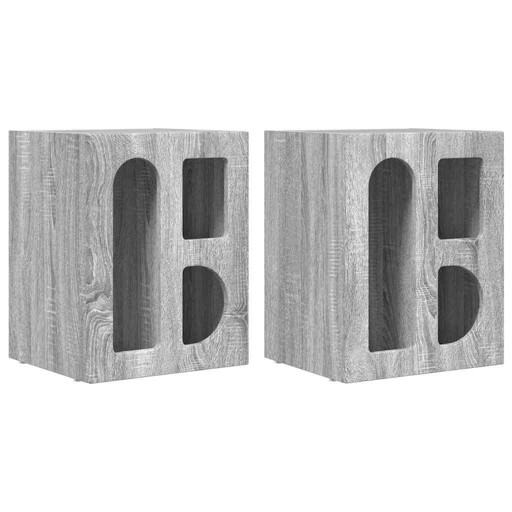 Bedside Table ELST 2 pcs Grey Sonoma 40 x 35 x 50 cm