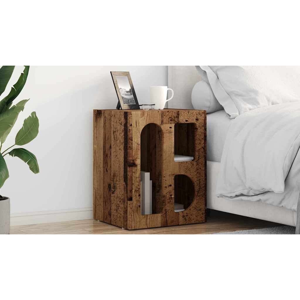 Bedside Table ELST 2 pcs Old Wood 40 x 35 x 50 cm